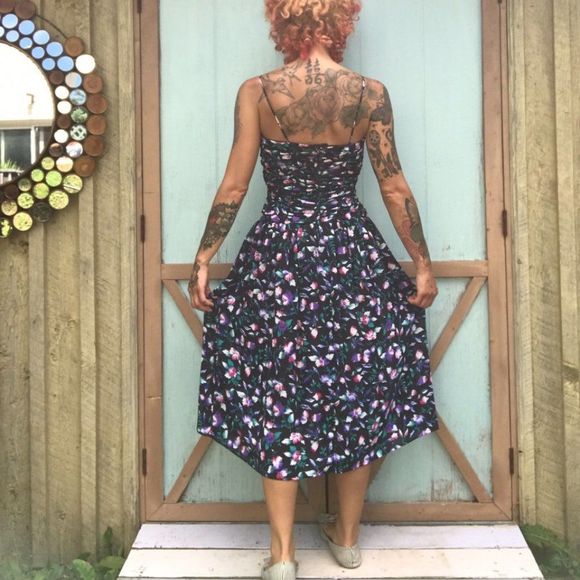 Cute vintage floral print midi dress Xs - Picture 4 of 5